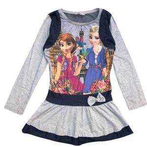Long Sleeves Dress ELSA FROZEN kids gray soft